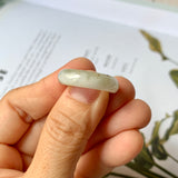 17.2mm A-Grade Natural White Yellowish Green Jadeite Abacus Ring Band No.161463