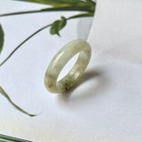 17.2mm A-Grade Natural Light Yellow Jadeite Abacus Ring Band No.161941