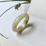 17.2mm A-Grade Natural Light Yellow Jadeite Abacus Ring Band No.161941