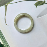 17.2mm A-Grade Natural Light Yellow Jadeite Abacus Ring Band No.161941