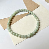 7.8mm A-Grade Natural Light Green Jadeite Bead Bracelet No.190433