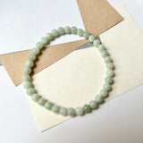 7.8mm A-Grade Natural Light Green Jadeite Bead Bracelet No.190433