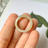 17.2mm A-Grade Natural Light Yellow Jadeite Abacus Ring Band No.161941