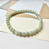 7.8mm A-Grade Natural Light Green Jadeite Bead Bracelet No.190433