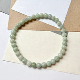 7.8mm A-Grade Natural Light Green Jadeite Bead Bracelet No.190433