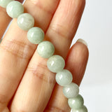 7.8mm A-Grade Natural Light Green Jadeite Bead Bracelet No.190433