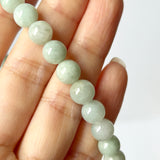 7.8mm A-Grade Natural Light Green Jadeite Bead Bracelet No.190433