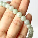 7.8mm A-Grade Natural Light Green Jadeite Bead Bracelet No.190433