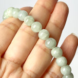 7.8mm A-Grade Natural Light Green Jadeite Bead Bracelet No.190433