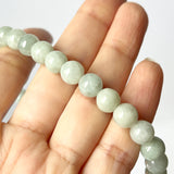 7.8mm A-Grade Natural Light Green Jadeite Bead Bracelet No.190433