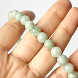 7.8mm A-Grade Natural Light Green Jadeite Bead Bracelet No.190433