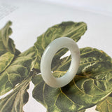 17.1mm A-Grade Natural Grey Jadeite Abacus Ring Band No.161403