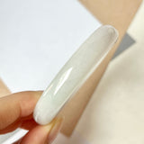 52.5mm A-Grade Natural White Green Jadeite Modern Round Bangle No.151868