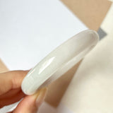 52.5mm A-Grade Natural White Green Jadeite Modern Round Bangle No.151868