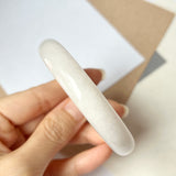 52.5mm A-Grade Natural White Green Jadeite Modern Round Bangle No.151868