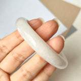 52.5mm A-Grade Natural White Green Jadeite Modern Round Bangle No.151868