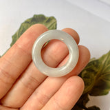 17.1mm A-Grade Natural Grey Jadeite Abacus Ring Band No.161403