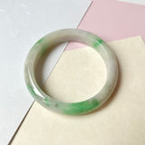 56mm A-Grade Natural Lavender Green Jadeite Modern Round Bangle No.151871