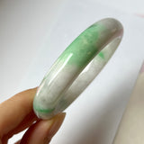 56mm A-Grade Natural Lavender Green Jadeite Modern Round Bangle No.151871