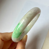 56mm A-Grade Natural Lavender Green Jadeite Modern Round Bangle No.151871