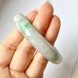 56mm A-Grade Natural Lavender Green Jadeite Modern Round Bangle No.151871