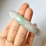 56mm A-Grade Natural Lavender Green Jadeite Modern Round Bangle No.151871