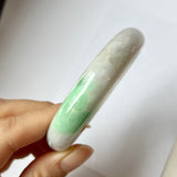 56mm A-Grade Natural Lavender Green Jadeite Modern Round Bangle No.151871