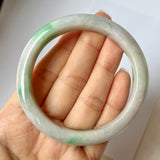 56mm A-Grade Natural Lavender Green Jadeite Modern Round Bangle No.151871