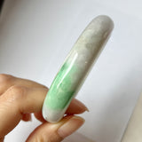 56mm A-Grade Natural Lavender Green Jadeite Modern Round Bangle No.151871