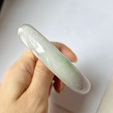 56mm A-Grade Natural Lavender Green Jadeite Modern Round Bangle No.151871