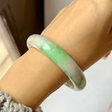 56mm A-Grade Natural Lavender Green Jadeite Modern Round Bangle No.151871