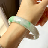 56mm A-Grade Natural Lavender Green Jadeite Modern Round Bangle No.151871