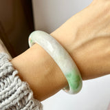 56mm A-Grade Natural Lavender Green Jadeite Modern Round Bangle No.151871