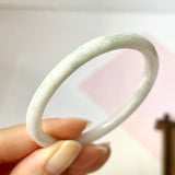 52.2mm A-Grade Natural Lavender Green Jadeite Modern Oval Bangle No.151775