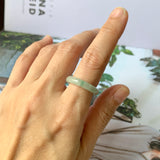 17.1mm A-Grade Natural Light Green Jadeite Abacus Ring Band No. 161462