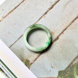 17.2mm A-Grade Natural White Green Jadeite Abacus Ring Band No. 161471