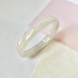 54.4mm A-Grade Natural White Jadeite Modern Oval Bangle No.151774