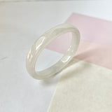 54.4mm A-Grade Natural White Jadeite Modern Oval Bangle No.151774