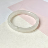 54.4mm A-Grade Natural White Jadeite Modern Oval Bangle No.151774