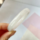 54.4mm A-Grade Natural White Jadeite Modern Oval Bangle No.151774