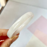 54.4mm A-Grade Natural White Jadeite Modern Oval Bangle No.151774