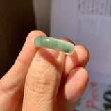 17.2mm A-Grade Natural White Green Jadeite Abacus Ring Band No. 161471