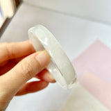 54.4mm A-Grade Natural White Jadeite Modern Oval Bangle No.151774