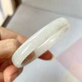 54.4mm A-Grade Natural White Jadeite Modern Oval Bangle No.151774