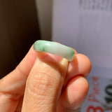 17.2mm A-Grade Natural White Green Jadeite Abacus Ring Band No. 161471