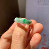 17.2mm A-Grade Natural White Green Jadeite Abacus Ring Band No. 161471