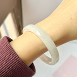 54.4mm A-Grade Natural White Jadeite Modern Oval Bangle No.151774