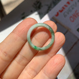 17.2mm A-Grade Natural White Green Jadeite Abacus Ring Band No. 161471