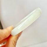 54.4mm A-Grade Natural White Jadeite Modern Oval Bangle No.151774