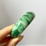 56mm A-Grade Natural Imperial Ink Floral Jadeite Modern Oval Bangle No.151592